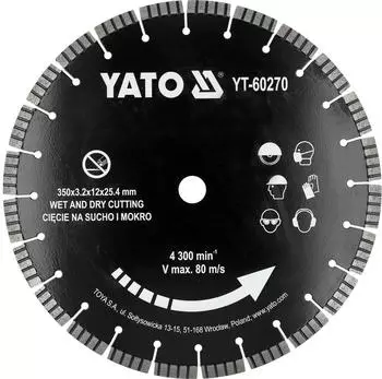 Yato Diamanttrennscheibe 350x25,4mm für Beton, Granit, Ziegel (YT-60270)