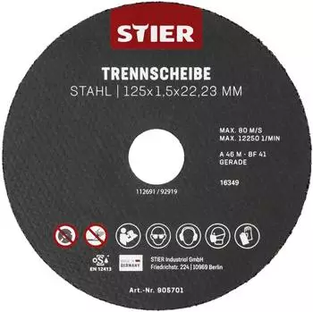 STIER Trennscheiben Stahl 125x1,5x22,23mm Form 41, 25 St&uuml;ck (905701)