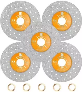 LuxusKollektion Diamant-Schleifscheibe 115mm f&uuml;r Stein, Fliesen, Marmor, Granit, Glas (5 St&uuml;ck)