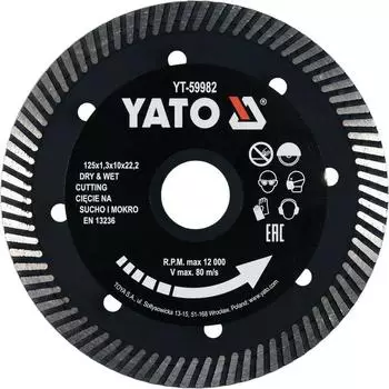 Yato Diamanttrennscheibe Turbo 125mm, Beton & Stein, 22,2mm (YT-59982)