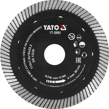 Yato Diamanttrennscheibe Turbo 115mm, Beton & Stein (YT-59981)