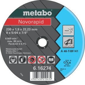 Metabo Novorapid Inox A 46-T 125 x 1 x 22,23 mm (6.16493.00)