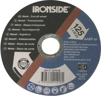 Ironside Trennscheibe 115x1,0x22 für Stahl und Inox
