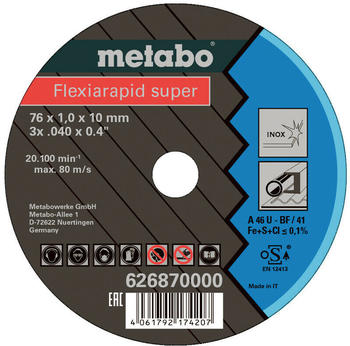 Metabo Flexiarapid Super Inox 76 x 1 x 10 mm (626870000)