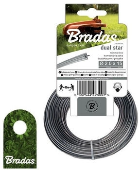 Bradas Verstärkter 4-kant Mähfaden f. Freischneider Ersatzfaden 2,0mm 15m 4000