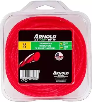 Arnold 1082-U3-2415 Trimmerfaden AF 3,1, 2,4mm x 15m, rot, rund, gedreht