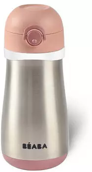 B&eacute;aba Stainless Steel Bottle 350 ml Old Pink