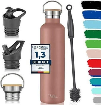 Milu Edelstahl Trinkflasche 1l Rose Gold