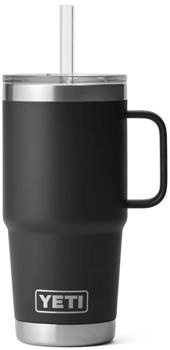 Yeti Rambler 739 ml mit Trinkhalm schwarz