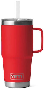 Yeti Rambler 739 ml mit Trinkhalm rescue red