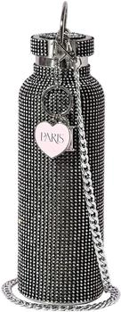 Paris Hilton Trinkflasche mit Strasssteinen Schwarz Edelstahl 750ml (58551)
