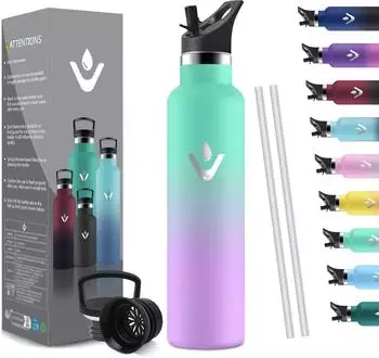 HoneyHolly Isolierflasche 1L Doppelwandig Edelstahl mit Strohhalm BPA-Frei (HH-VIK-TYZKP-1000ML-3255-252)