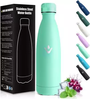 HoneyHolly Thermoflasche Kinder 500ml, Edelstahl 18/8, BPA-frei, Blau-Grün (HH-VIK-QPKLP-500ML-BlueGreen-331)