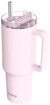 Quokka Stream Edelstahl-Thermobecher mit Strohhalm 950ml Hellrosa (40037)