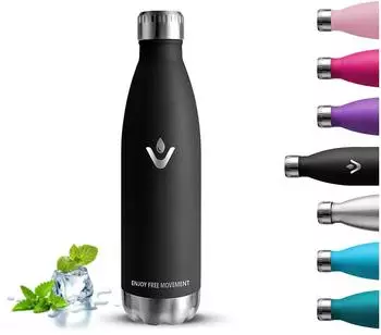 grsta Isolierte Trinkflasche 500ml Edelstahl 18/8, BPA-frei, auslaufsicher (GR-VIK-SCKLP-500ML-Black-6c)