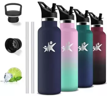 grsta Isolierte Trinkflasche mit Strohhalm, Edelstahl, BPA-frei, 750ml (GR-KK-TYZKP-750ML-DarkBlue-287c)