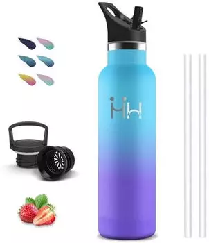grsta Isolierte Trinkflasche mit Strohhalm 1L, Edelstahl, BPA-frei, auslaufsicher (GR-HH-TYZKP-1000ML-306-268)