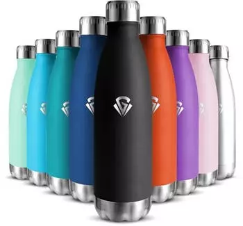 HoneyHolly Isolierflasche 500ml, Edelstahl 18/8, BPA-frei, Auslaufsicher, Kinder (HH-Grsta-TYKLP-500ML-Black-6c)