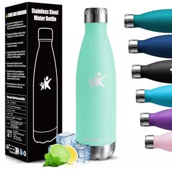 HoneyHolly Thermosflasche Edelstahl 500ml, doppelwandig vakuumisoliert, BPA-frei, auslaufsicher (HH-KK-SCKLP-500ML-BlueGreen-331-VC)
