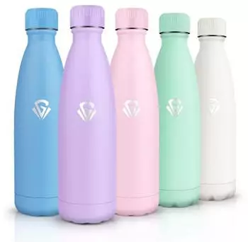 HoneyHolly Trinkflasche Edelstahl 18/8 500ml BPA-frei Doppelwandig Vakuumisoliert (HH-Grsta-QPKLP-500ML-LightPurple)