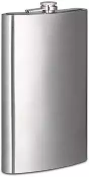 Relaxdays Flachmann XXL 3er-Set, Edelstahl, silber, 1,8l