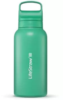 LifeStraw Go Series isolierte Edelstahl-Wasserfilter-Flasche 1L, kaktusgrün (LGV41SCGWW)