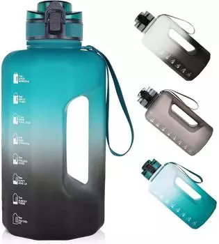 LuxusKollektion Trinkflasche 2,2L mit Zeitmarkierungen BPA-frei gr&uuml;n/schwarz