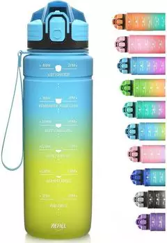 LuxusKollektion Sport Trinkflasche 1000ml Tritan, BPA-frei, blau/gelb (101262)