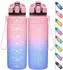 LuxusKollektion Trinkflasche mit Zeitmarkierung 1000ml, Tritan, auslaufsicher, hellrosa-blau