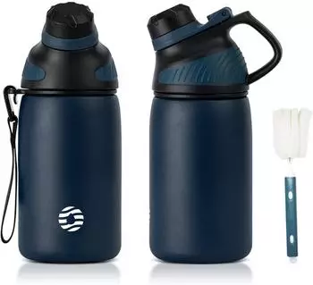 LuxusKollektion Trinkflasche Edelstahl mit Magnetdeckel, dunkelblau, 400ml