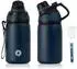 LuxusKollektion Trinkflasche Edelstahl mit Magnetdeckel, dunkelblau, 400ml