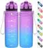 LuxusKollektion Trinkflasche mit Zeitmarkierung, auslaufsicher, BPA-frei, 500ml, dunkelviolett-blau