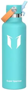 Super Sparrow Trinkflasche Edelstahl mit Strohhalmdeckel 750ml, minze (BPA-frei)
