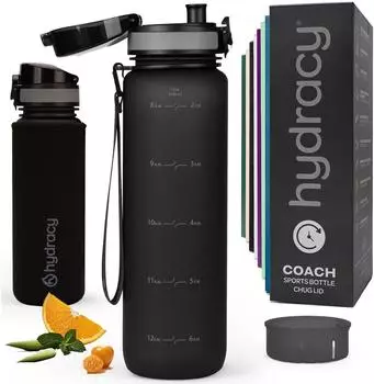 LuxusKollektion Trinkflasche mit Fruchteinsatz 1L BPA-frei, Zeitmarkierung, space grey
