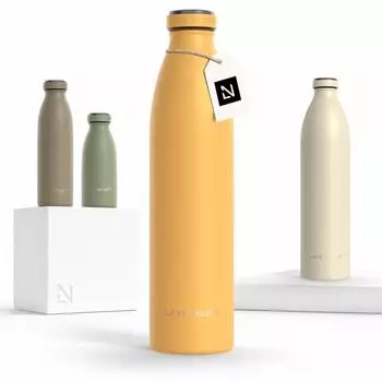 LARS NYSØM Thermosflasche Edelstahl 1000ml, doppelwandig (EL-D-L-MUSTARD)