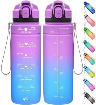 LuxusKollektion Trinkflasche Tritan 1000ml, auslaufsicher, dunkelviolett-blau