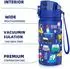 LuxusKollektion Kinder-Trinkflasche mit Strohhalm, Edelstahl, blaues Baufahrzeug, 420ml