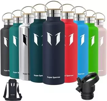 Super Sparrow Trinkflasche aus Edelstahl, auslaufsicher, BPA-frei, meeresblau (500ml)