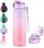 LuxusKollektion Trinkflasche Edelstahl doppelwandig mit Strohhalm, lila/rosa, 500ml