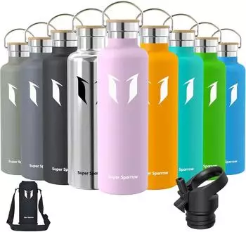 LuxusKollektion Thermoflasche Edelstahl 350ml–1l, BPA-frei, 2 Deckel