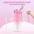 LuxusKollektion Trinkflasche mit Strohhalm, doppelwandig, Edelstahl, 700ml, rosa-weiß