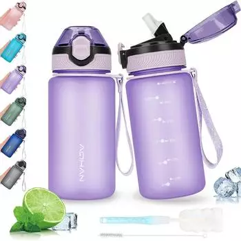 LuxusKollektion Trinkflasche 600ml, auslaufsicher, BPA-frei, mit Strohhalm