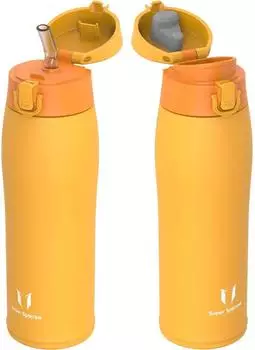 Super Sparrow Thermoflasche Edelstahl 750ml BPA-frei, orange, 2 Deckel