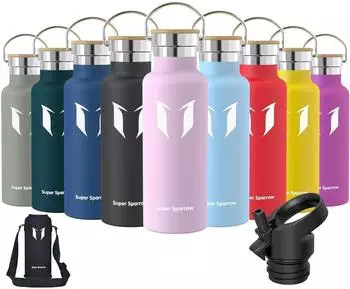 LuxusKollektion Trinkflasche Edelstahl Kirschbl&uuml;ten, auslaufsicher, BPA-frei, 2 Deckel