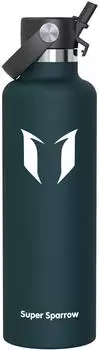 Super Sparrow C-Jade FlipFlow Trinkflasche Edelstahl mit Strohhalm 1000ml