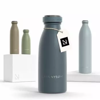 LARS NYSØM Ren Isolier-Trinkflasche aus Edelstahl 350ml, blaugrau (EL-D-XS-BLSTONE)
