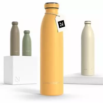 LARS NYSØM Trinkflasche Edelstahl 750ml, doppelwandig (EL-D-M-MUSTARD)