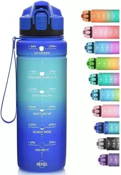 LuxusKollektion Sport Trinkflasche Tritan, BPA-frei, mit Zeitmarkierung, 500ml&ndash;2L