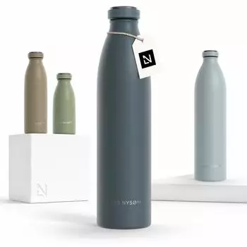 LARS NYSØM Trinkflasche Edelstahl 1000ml, doppelwandig (EL-D-L-BLSTONE)