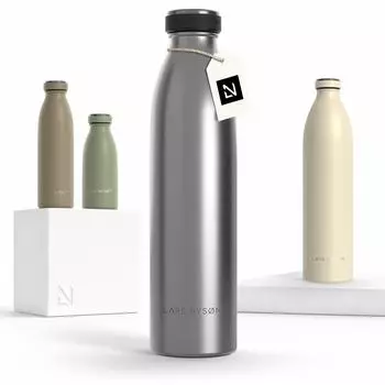 LARS NYSØM Trinkflasche Edelstahl, doppelwandig, 750ml (EL-D-M-STEEL)